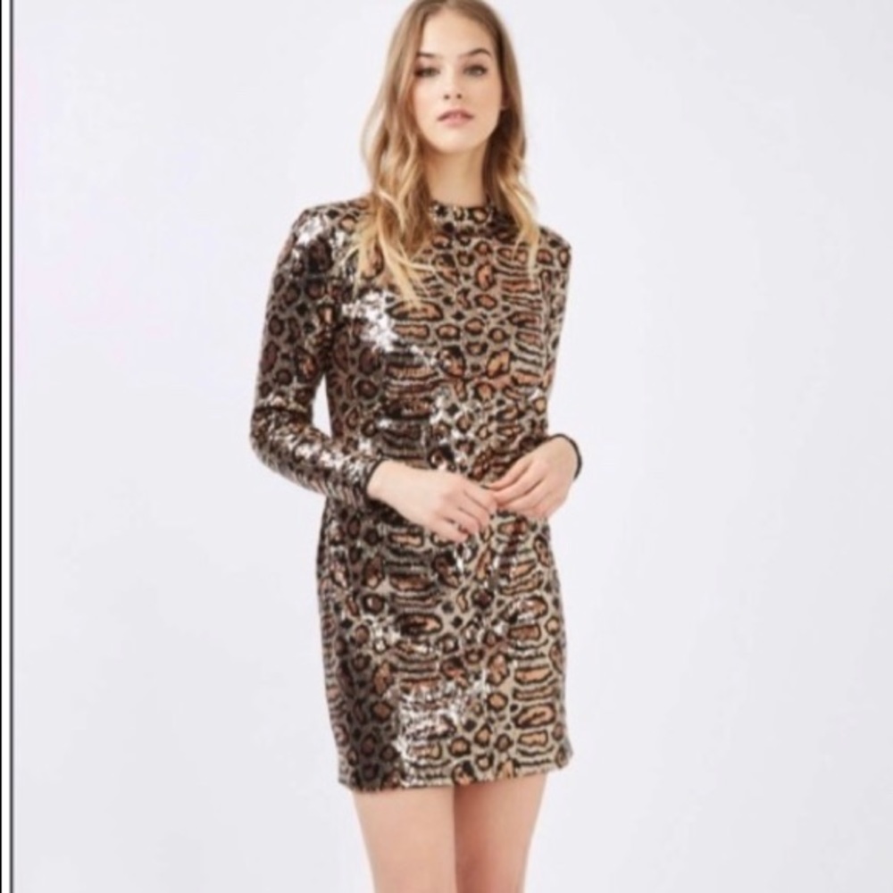 NWT Topshop sequin leopard print dress